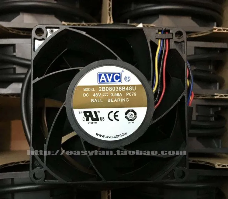Новый AVC 2B08038B48U 8038 8CM 48V 0.58A PWM вентилятор охлаждения с двумя шарикоподшипниками |