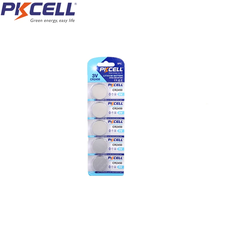10 х PKCELL 600 мАч KCR2450 5029LC LM2450 3 В литиевая батарея CR 2450 DL2450 батарейки для часов игрушек