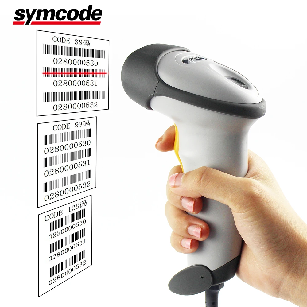 USB Автоматический сканер штрих-кодов, Symcode 1D лазерный проводной USB Handfree считыватель штрих-кодов с подставкой
