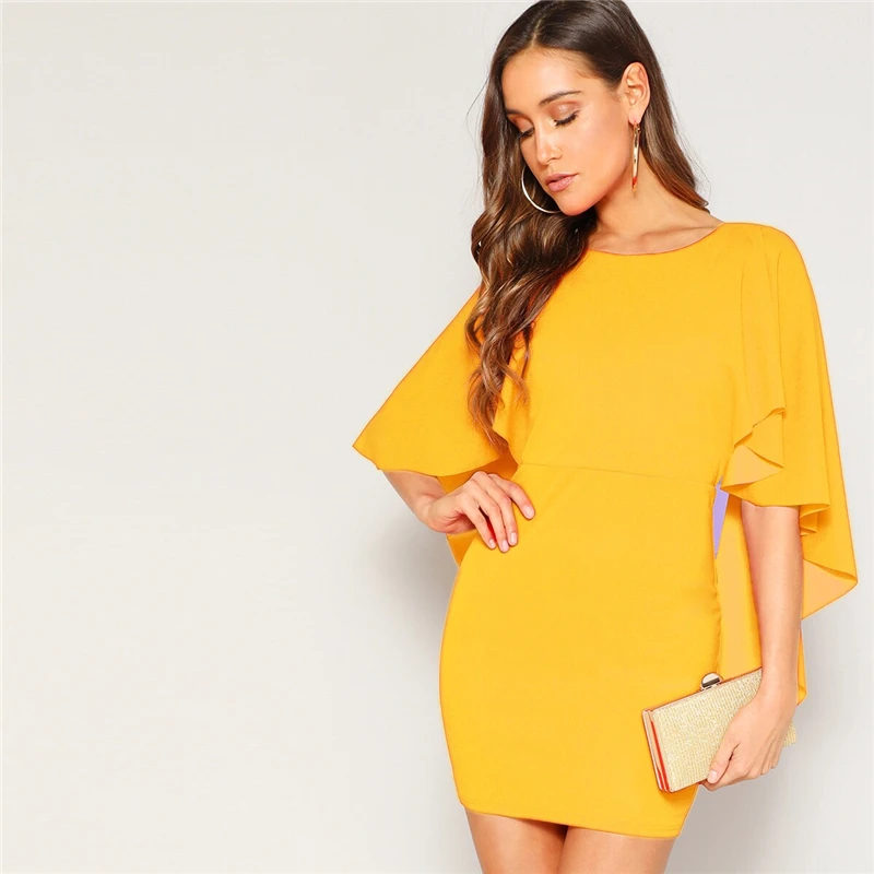 SHEIN Платье С Асимметричным Рукавом И Открытой Спинкой Сексуальное Летнее Элегантное Платье