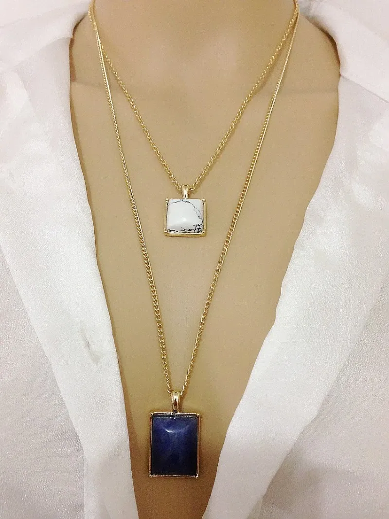 Женская двухслойная цепочка с подвеской из искусственного камня N1100|fashion jewelry|jewelry