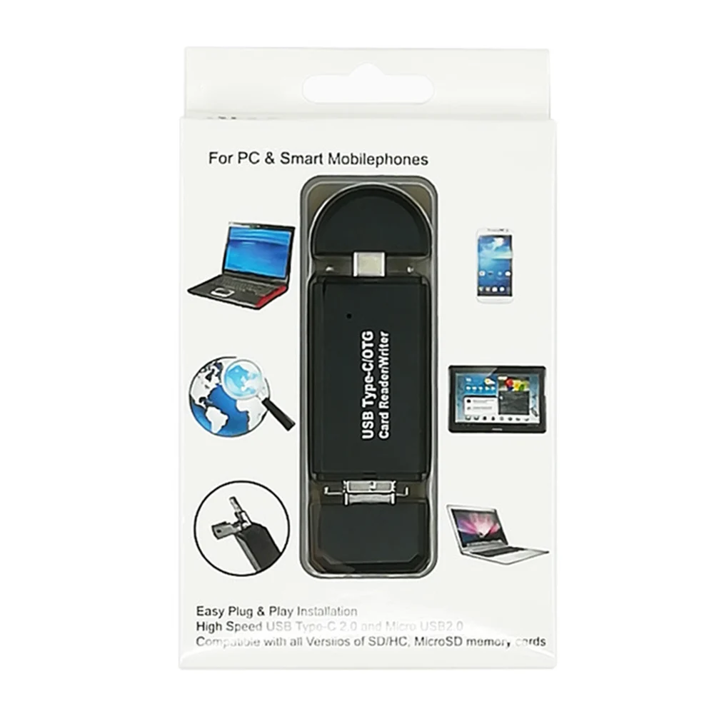 Type C Micro USB 3 в 1 OTG Кардридер высокоскоростной USB2.0 Универсальный TF SD для Android