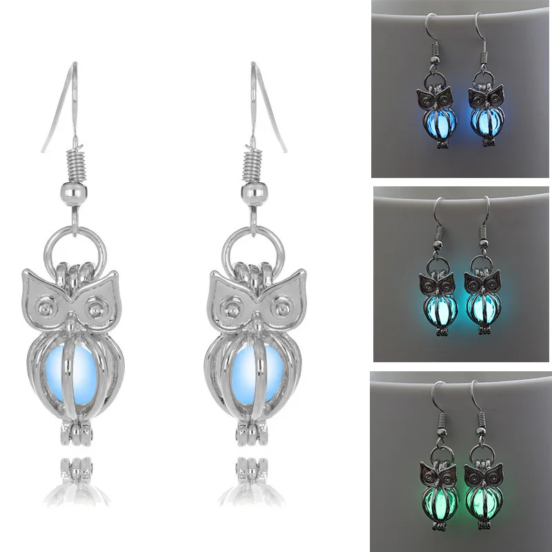 Светящиеся шаровые серьги в форме Совы halloee Ювелирная фурнитура клетка подвеска