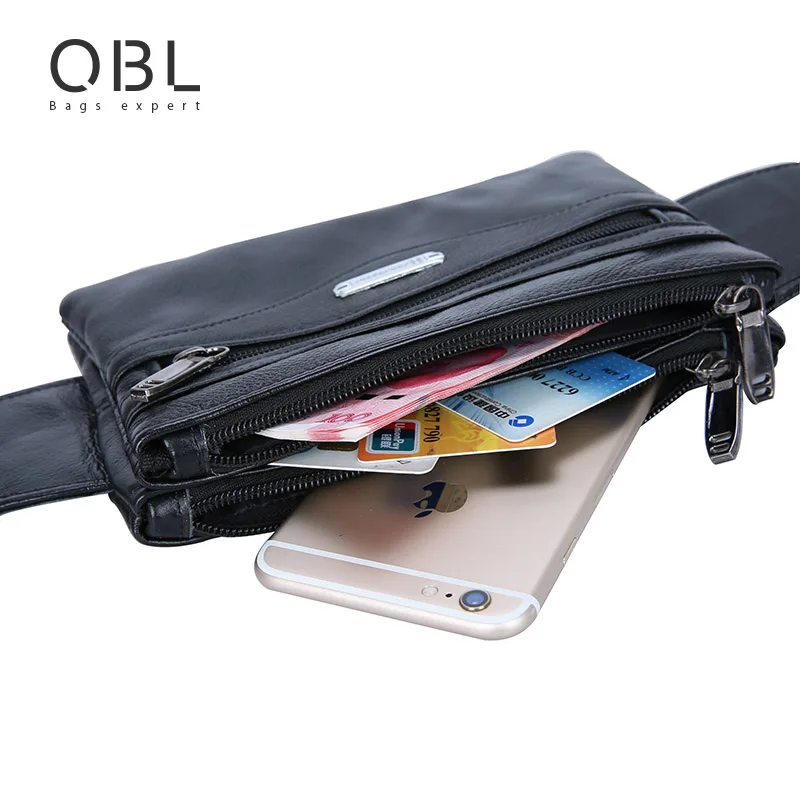 Qibolu коровья Натуральная кожа Мужская сумка на талию поясная поясной Сумка