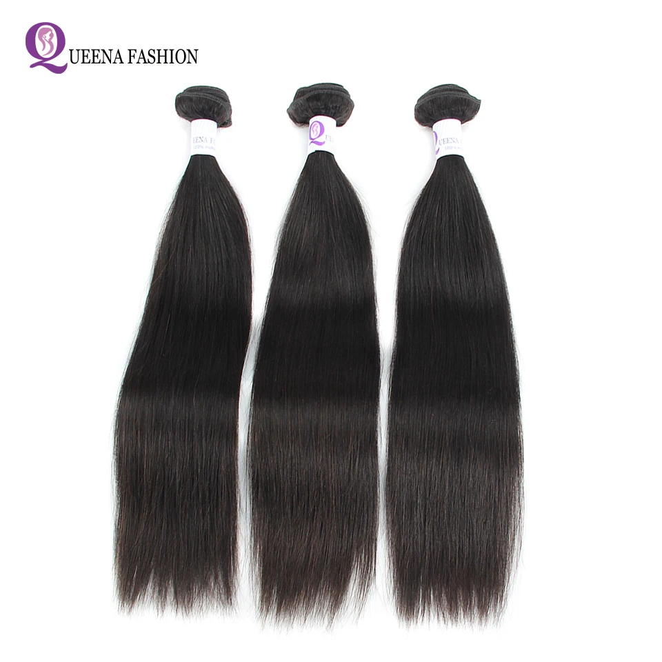 Queena Fashion 3 пучка индийских пучки прямых и волнистых волос двойные уток дешевые