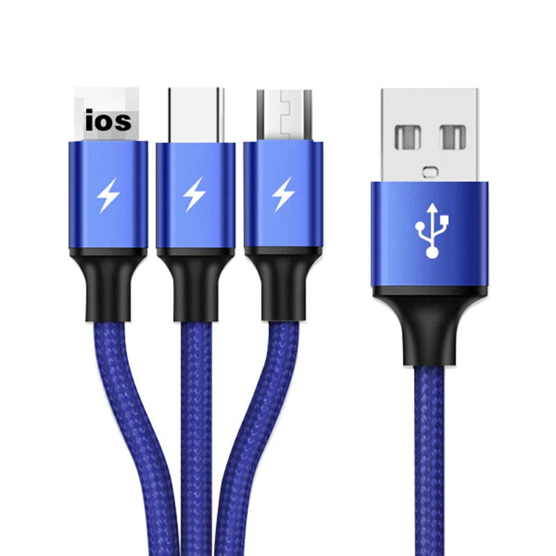 3 в 1 USB кабель для IPhone XS Max XR X 8 7 6 S зарядное устройство Micro 2 usb type C мобильного