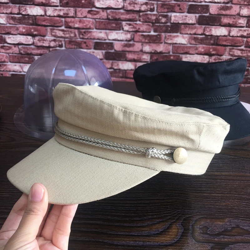 Версии 2018 года новый весенне-летний хлопковый топ темно-синяя кепка модный берет