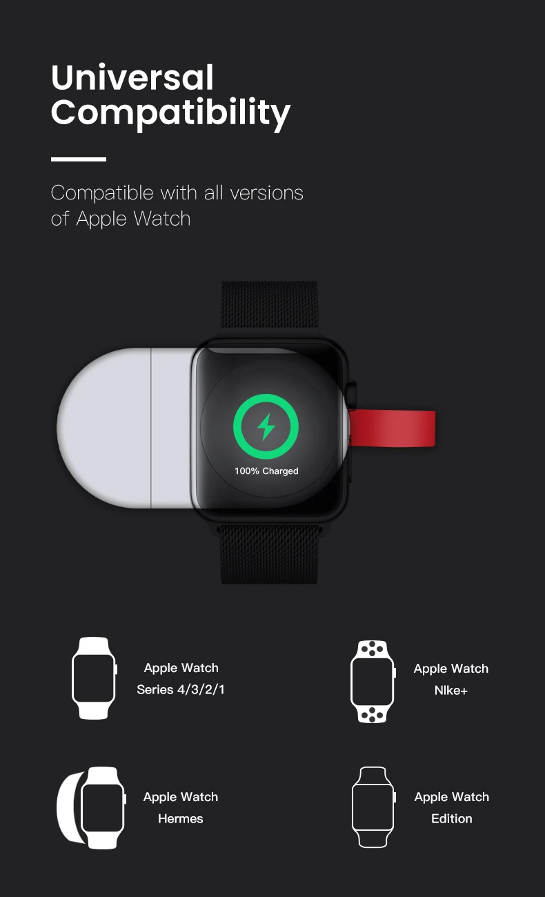 VEEAII Portable Magnetic Wireless Charger for Apple Watch Charger Series 1 2 3 4 USB Cable Watch Dock Adapte Fast Charging USB