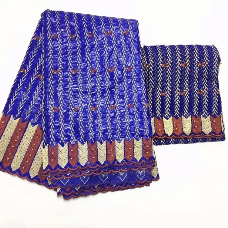 Tissu africain Базен riche getzner белый brode африканская ткань Нигерия парча 5 + 2 ярдов тюль