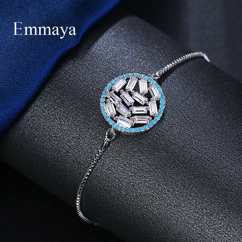 Новый простой круглый регулируемый браслет EMMAYA для женщин Серебристый с