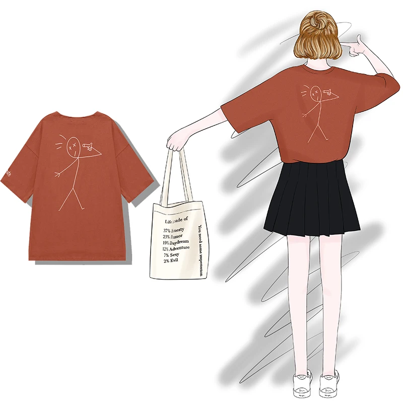 2018 new fashion women's t shirt summer college style loose thin long T-shirt | Женская одежда