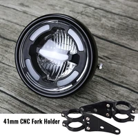 motorcycle headlamp led distance light and lower beam refit vintage with 41mm cnc fork holder
