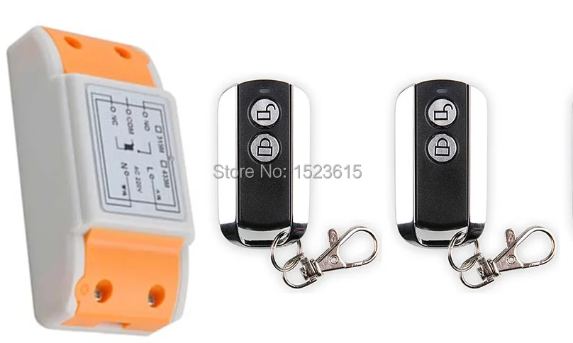 

New AC 220 V 1CH Wireless Remote Control Switch System 1pcs Receiver & 2pcs 2 Keys metal waterproof Remote