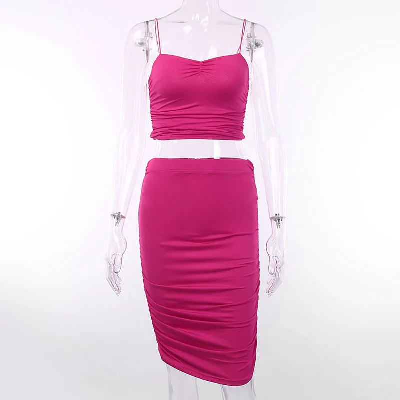 Женский костюм без рукавов на бретельках комплект из 2 предметов (майка + юбка)