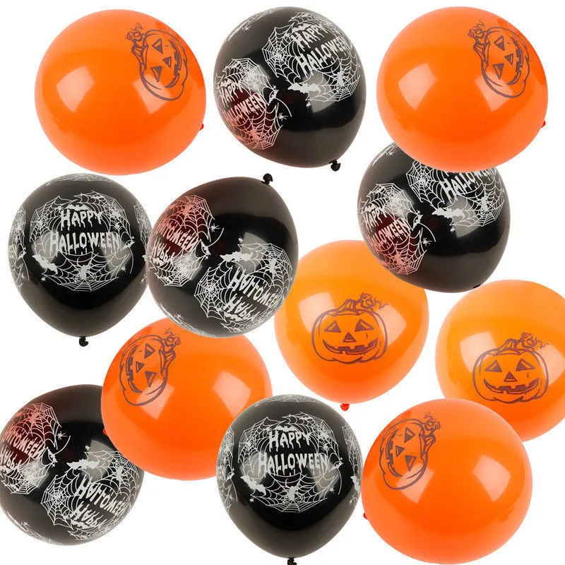 

100 Black & Orange Halloween Balloon Pumpkin Festival Spider Web/Pumpkin Printed Latex Balloons Halloween Party Decorations New