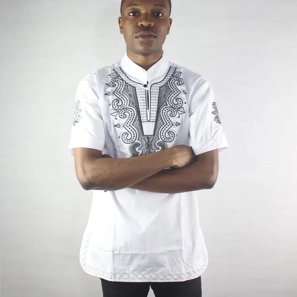 Хлопковые мужские этнические топы с двусторонней вышивкой разрезом по бокам