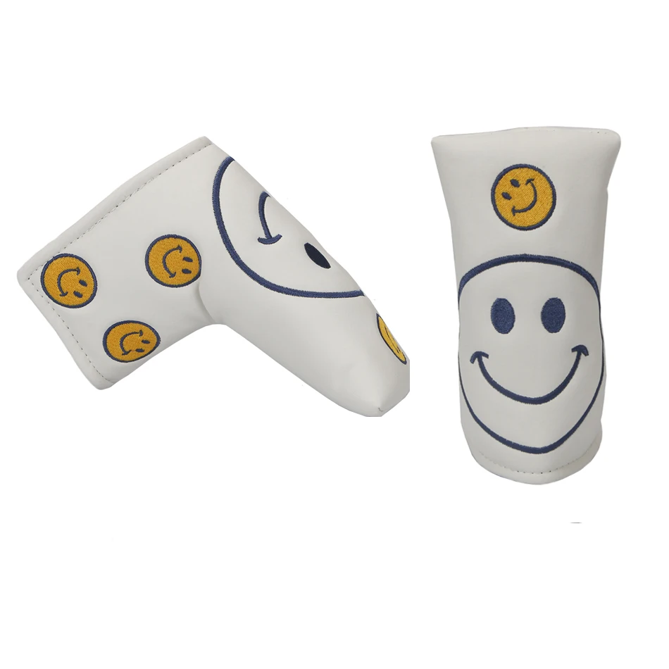 Чехол на голову для гольфа из искусственной кожи с рисунком улыбающегося лица