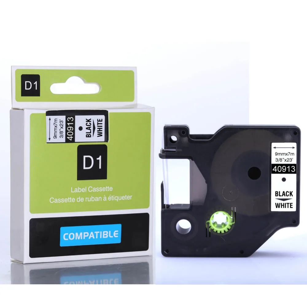 

high-quality 5pcs compatible D1 40913 black on white 9mm label tapes for dymo label maker
