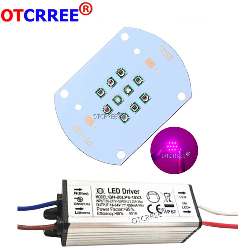 30W Cree XP-E Plant Grow Multi-Chip LED Lamp Light Deep Red 660nm+ Royal Blue 450nm Diode Bulb+Driver For Plant Fruit Growth