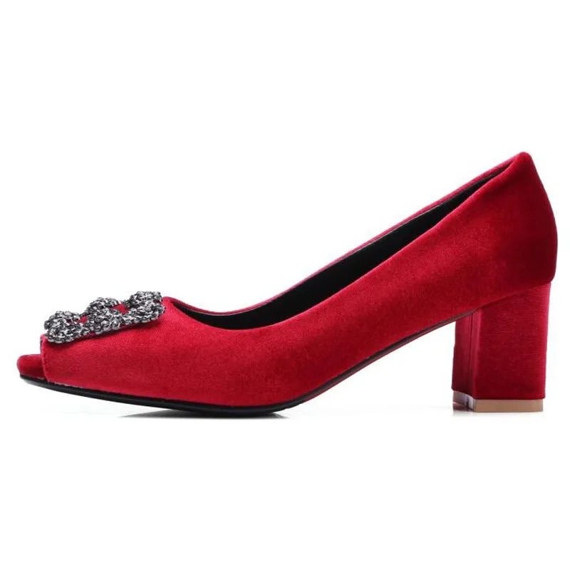 New 2019 Flock Peep Toe Female Shoes Fish Mouth Women Pump Solid High Heels 6cm Pumps Sexy Shallow Single Ladies Hw3538 | Обувь