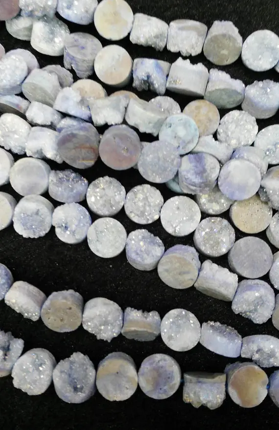

Drilled--AA Grade 8-12mm full strand Genuine Duzy Drusy Agate Round Button Rose AB mystic Rainbow Blue Champagne Clear White Cab