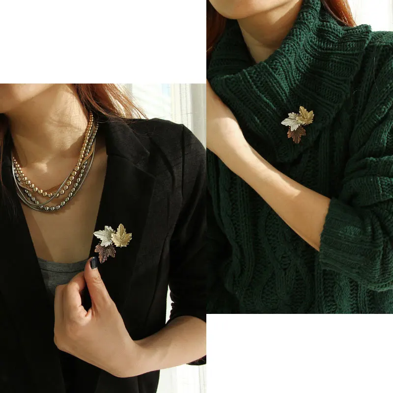 Винтажная заколка Очаровательная брошка в виде кленового листа шпильки