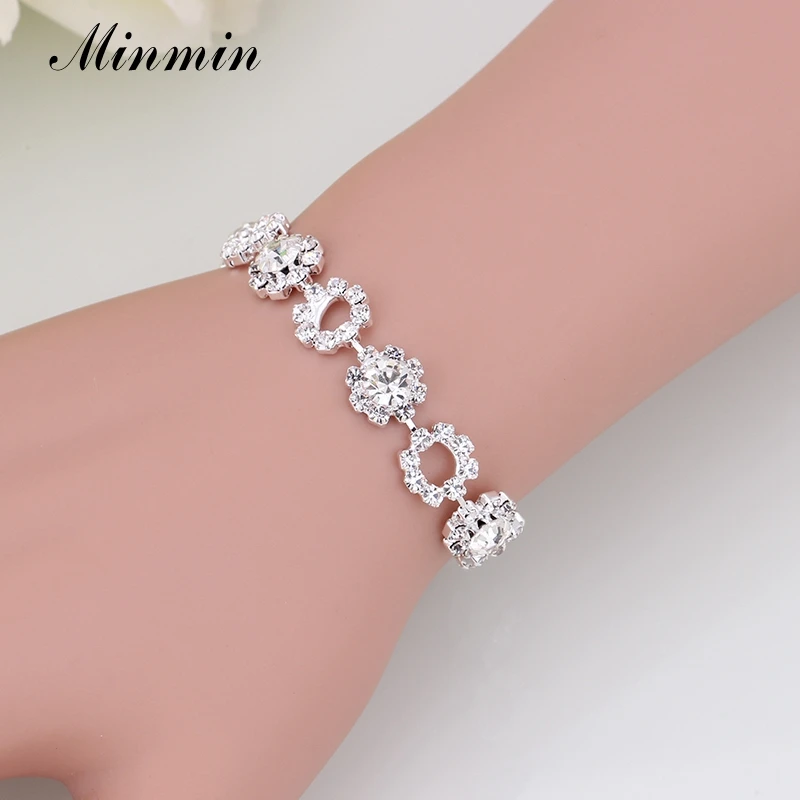 Женский браслет Minmin браслеты с кристаллами и изысканным цветком свадебные