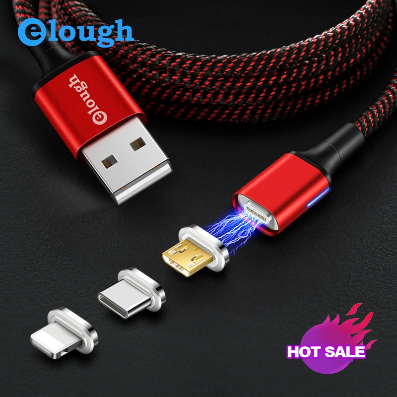 Elough Espark 3 в 1 комплект Магнитный usb-кабель для iphone Micro type-c телефонный кабель Быстрая