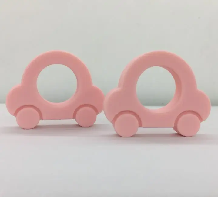 baby pink Силиконовые Прорезыватели для зубов в форме автомобиля, в горошек, силиконовые подвески и натуральные мини НЛО в форме d, ожерелье для кормления, сделай сам, ремесла для мамы и ребенка - Окраска металла: baby pink