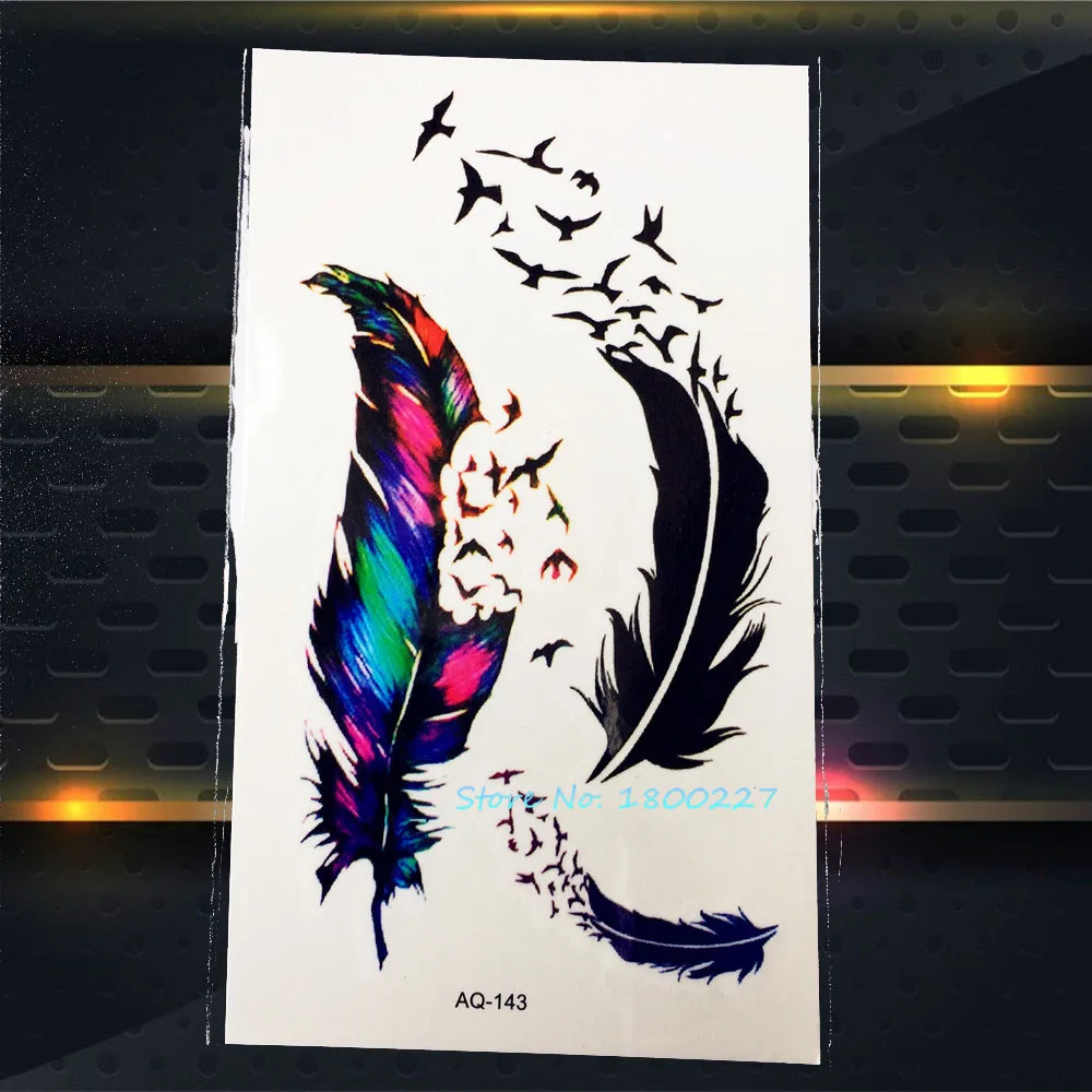 Цветные перышки для боди-арта наклейки с маленькими птицами блестящие