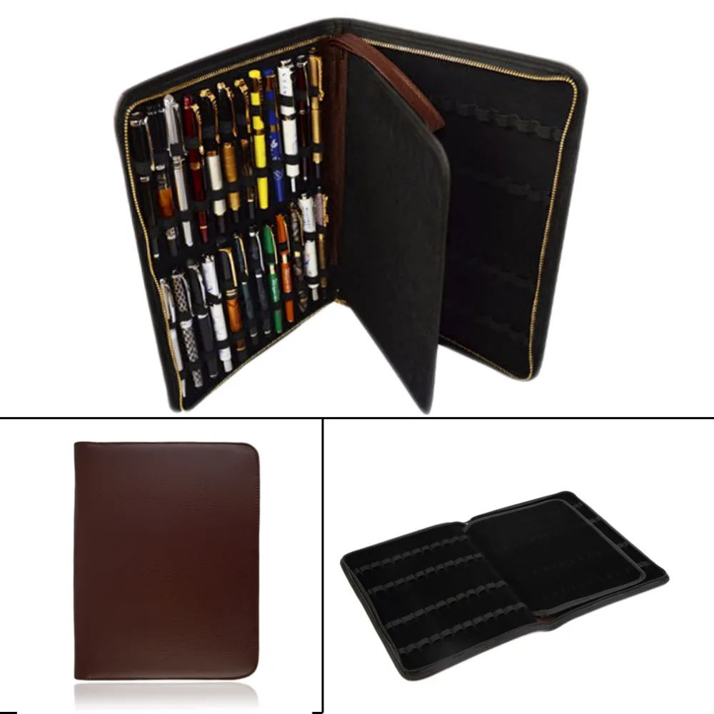 

2015 Luxury Fountain/Roller Ball Pen Large leather Pen Case
