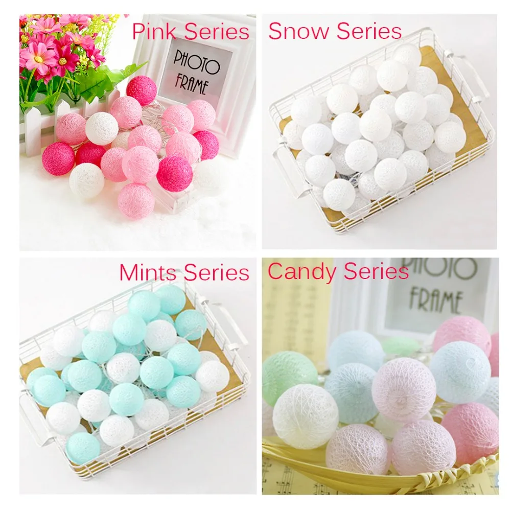 

LED String Lights Fairy Holiday Decoration Light 20 Leds Cotton Ball Series Strings Christmas Wedding Party Lantern Garlands JQ