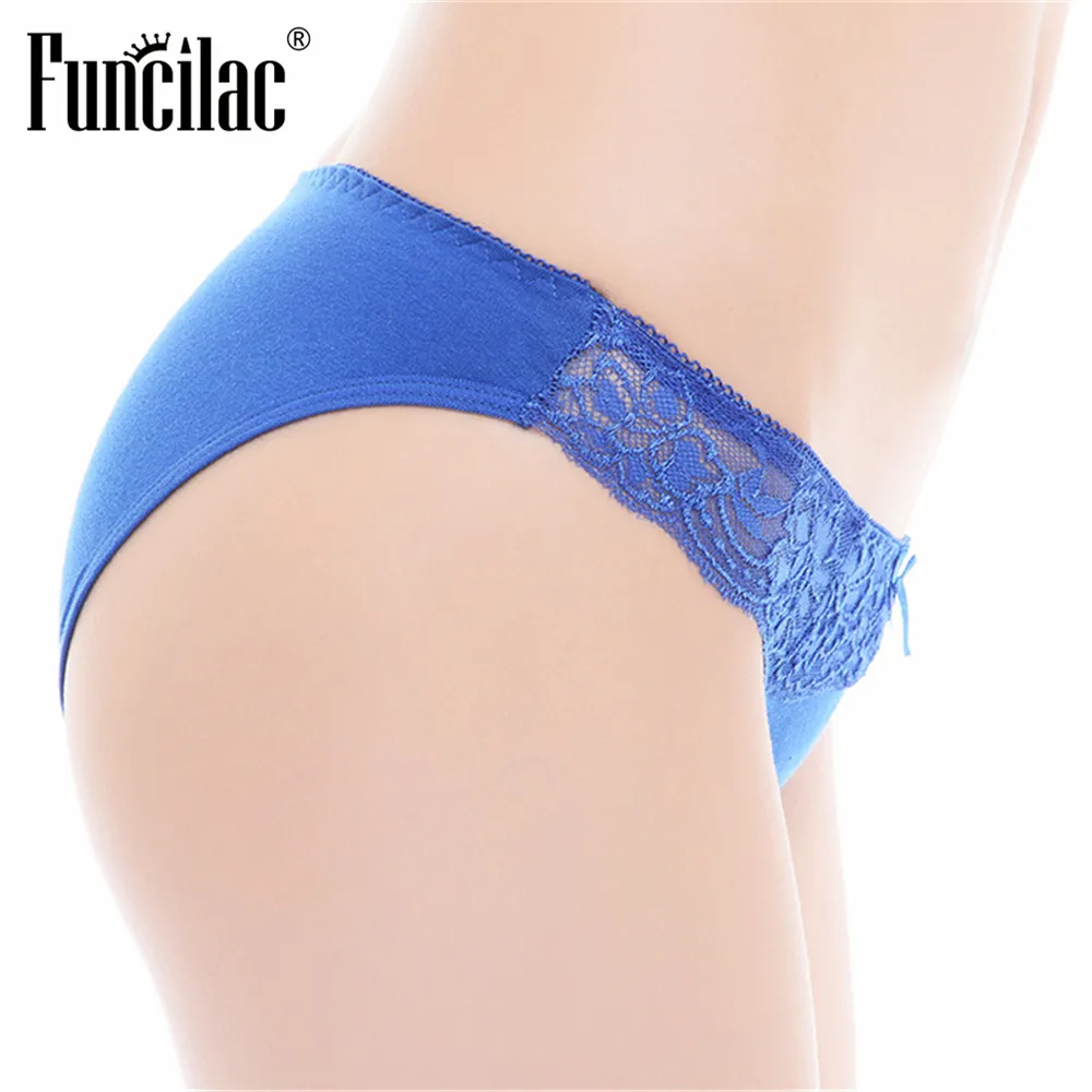 FUNCILAC Нижнее белье женские хлопковые бесшовные трусики кружевные сексуальные