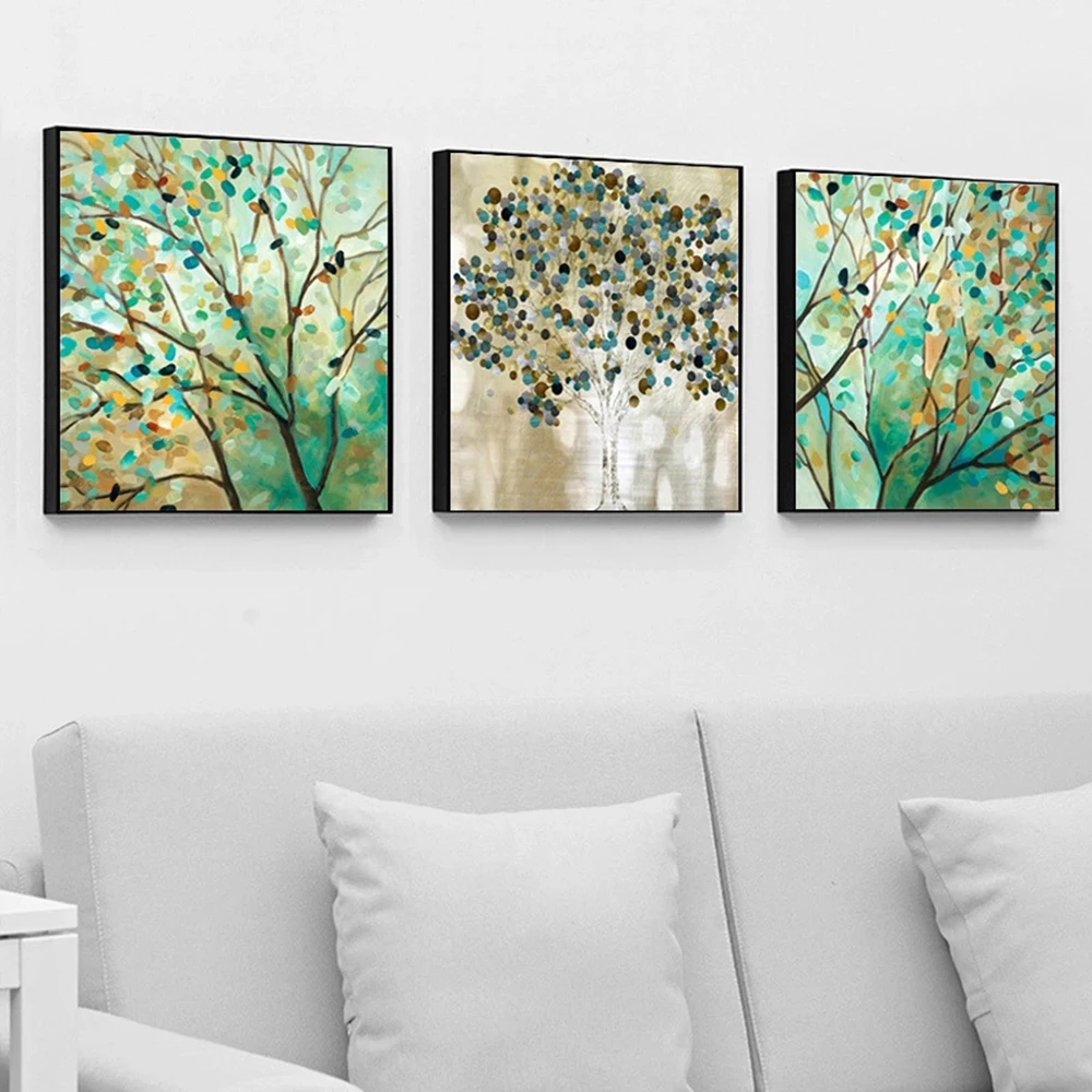 Canvas Painting 3 Piece Nature Print Poster Modern Abstract Wall Trees Landscape Pictures | Дом и сад