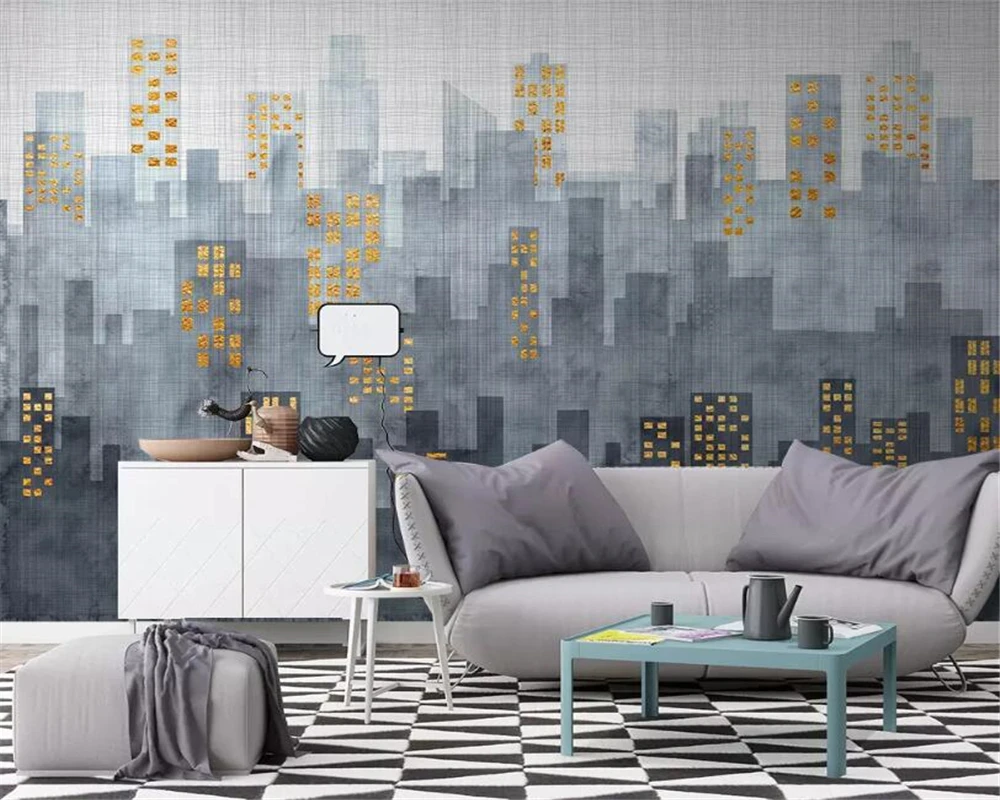 

Beibehang Custom wallpaper mural modern minimalist city architecture TV sofa background wall painting wallpaper 3d papier peint