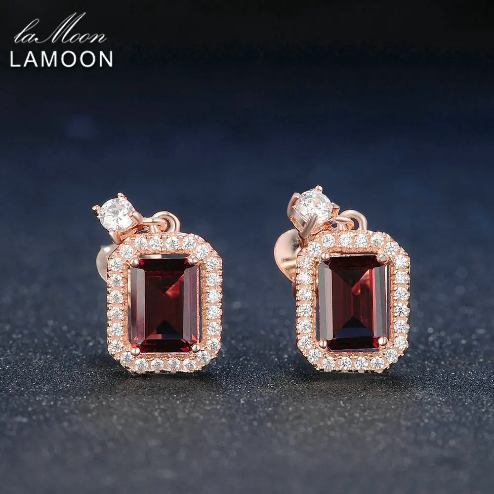 Ламон классический 1.1ct натуральный красный гранат 925 Висячие серьги из серебра 925 пробы S925 ювелирные изделия LMEI025