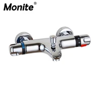 monite wall mounted bathroom thermostatic mixer taps chrome brass bathtub sink basin faucet set exposed shower faucet