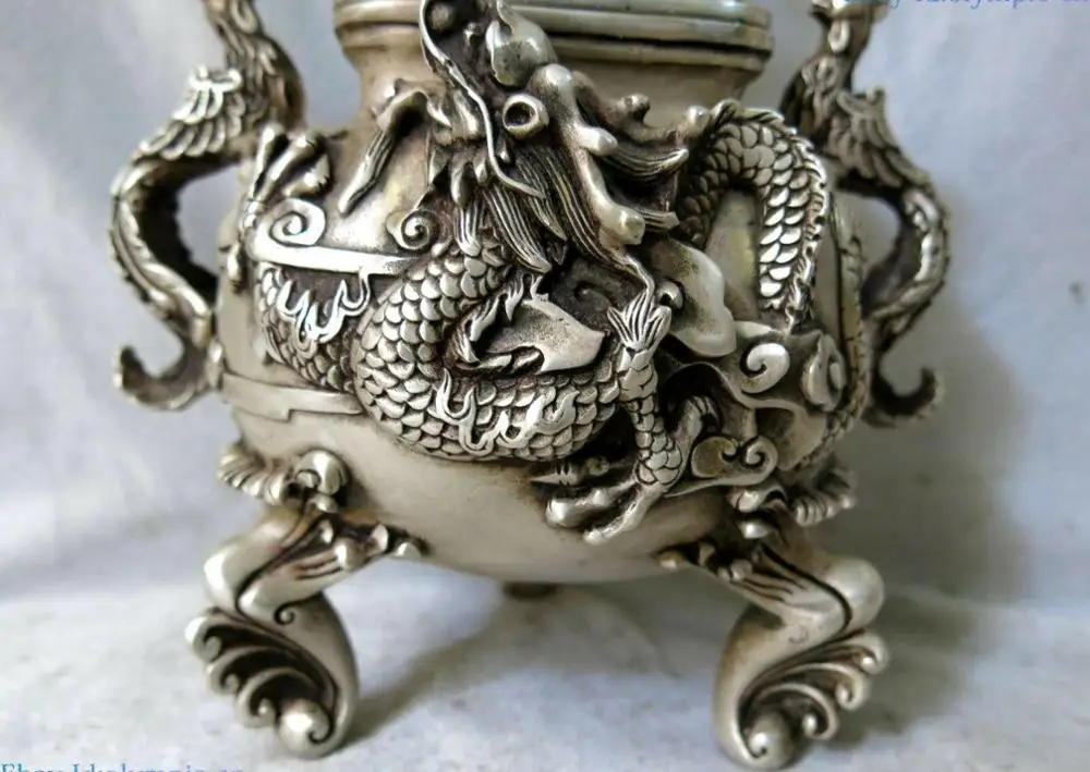 Курильница из чистого серебра китайская резная статуя курильницы для собак