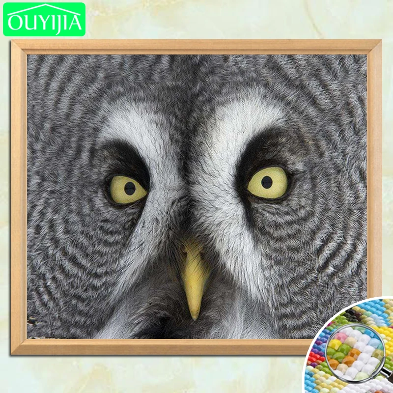 

Алмазная 5D картина с изображением совы OUYIJIA, полноразмерная вышивка с квадратными стразами, стразы, мозаика для украшения дома, ручная работ...