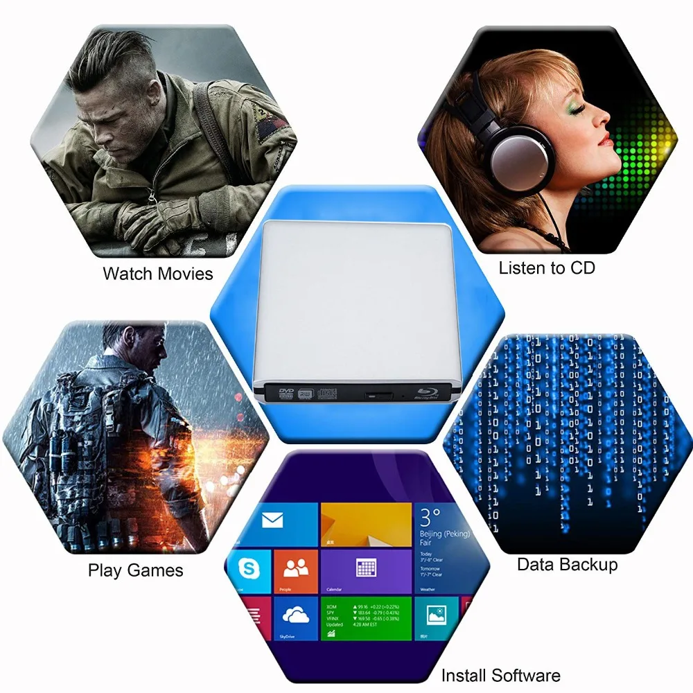 USB 3 0 Bluray Burner BD/CD/DVD проигрыватель Внешний оптический привод BD RE Blu ray burner CD/DVD RW