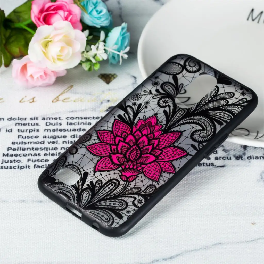 case for For LG K10 2017 5.3&quot women 3D relief lace flower tpu silicone hard cover LGK10 K102017 M250 M250N X400 coque hoesje |