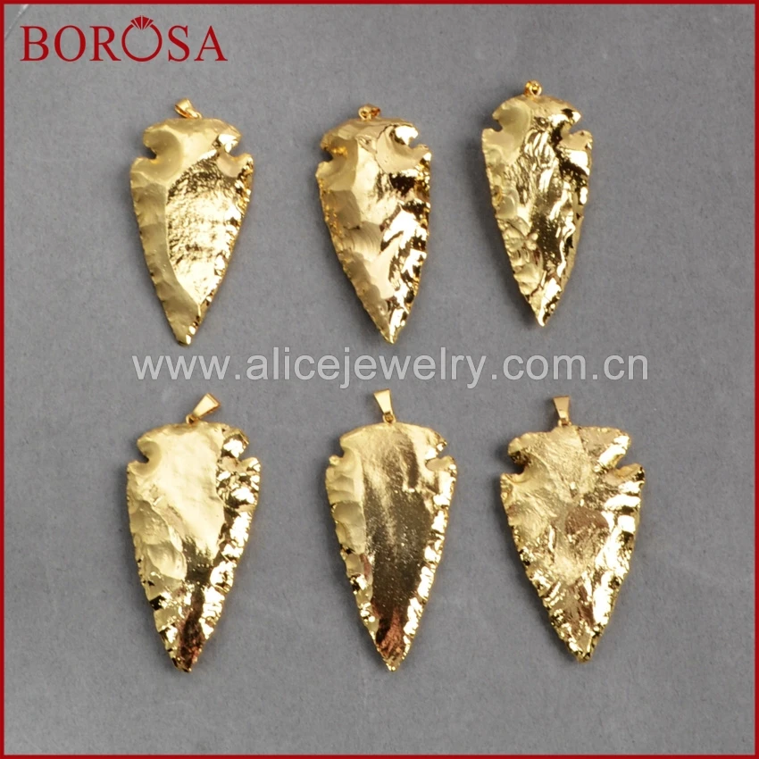 Распродажа BOROSA 5/10 шт. наконечник стрелы полный золотой цвет натуральные