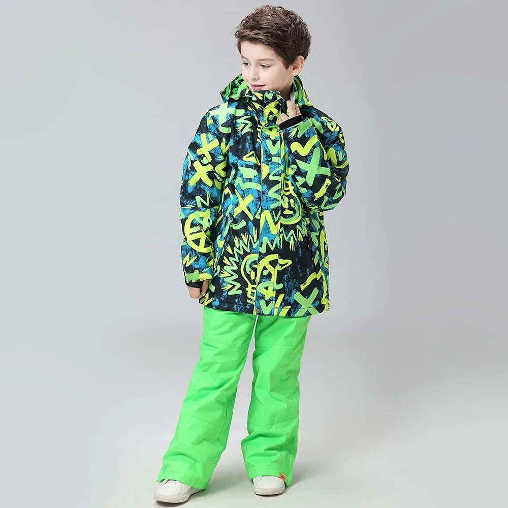 Gsou/Новая зимняя детская Лыжная одежда для мальчиков ветрозащитная