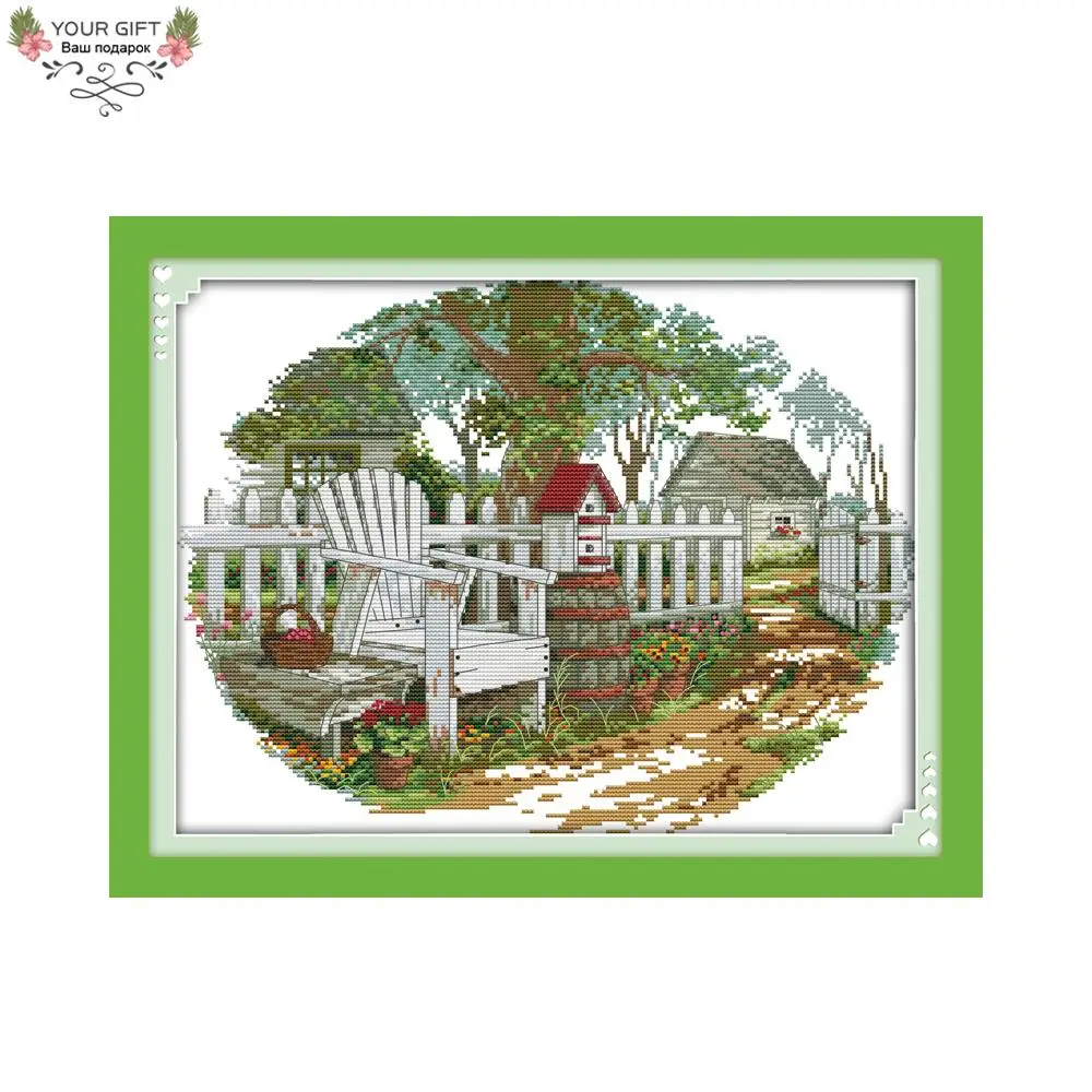 

Your Gift F411(2) 14CT 11CT Counted and Stamped Home Decor Country Cottage Needlepoint Needlework Embroidery Cross Stitch kits