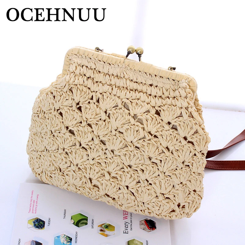 

OCEHNUU Summer Crossbody Bags For Women Small Girls Beach Bag Straw Weave Hollow Out Women Shoulder Messenger Bags Bolsos Mujer