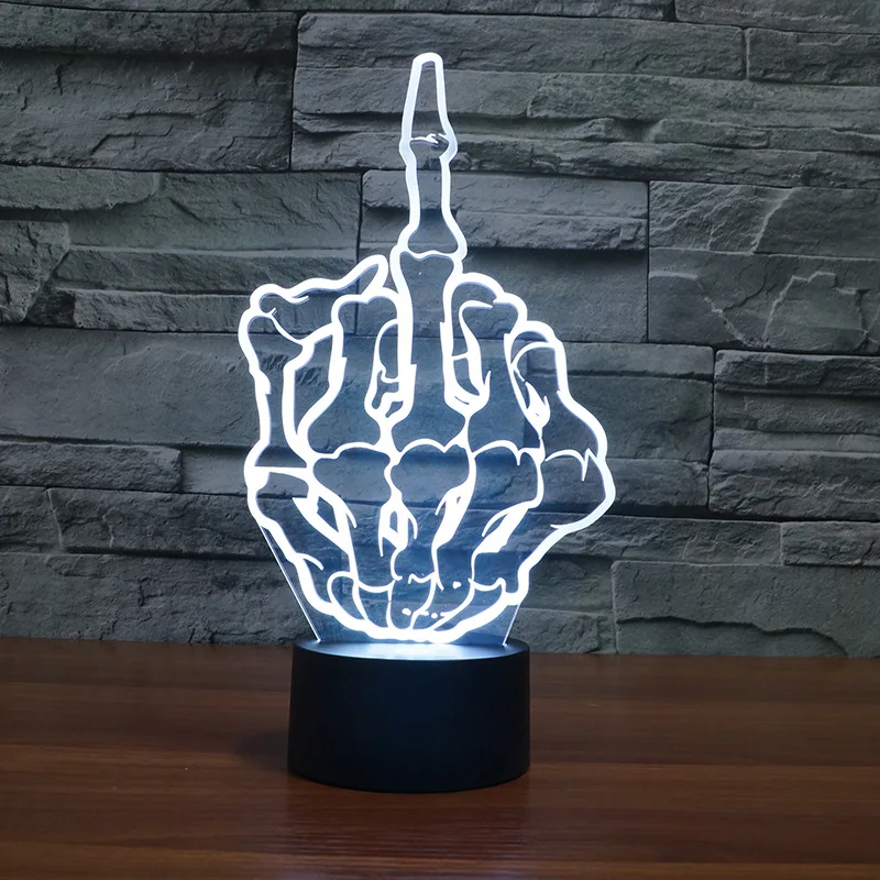 Новый Стиль Прохладный средний палец красочные 3d лампа Usb новизна
