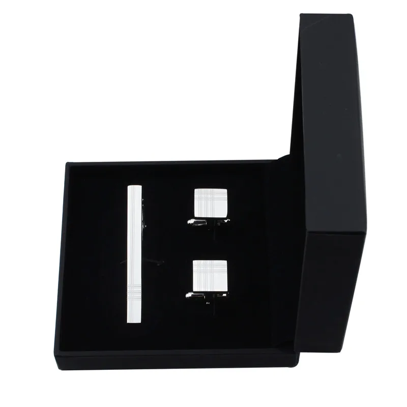 Новое поступление простые белые Золотые Запонки И Зажимы Для Галстука мужские