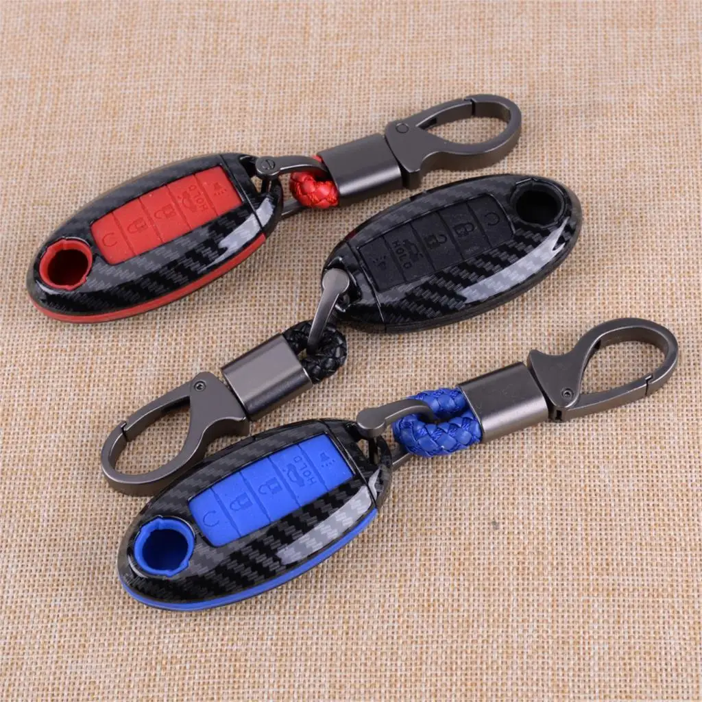 7.7x4x1.8cm 5 Button Carbon Fiber Style Shell Silicone Plastic Cover Key Holder Fob Case Car Box Accessories Fit For Nissan | Автомобили и