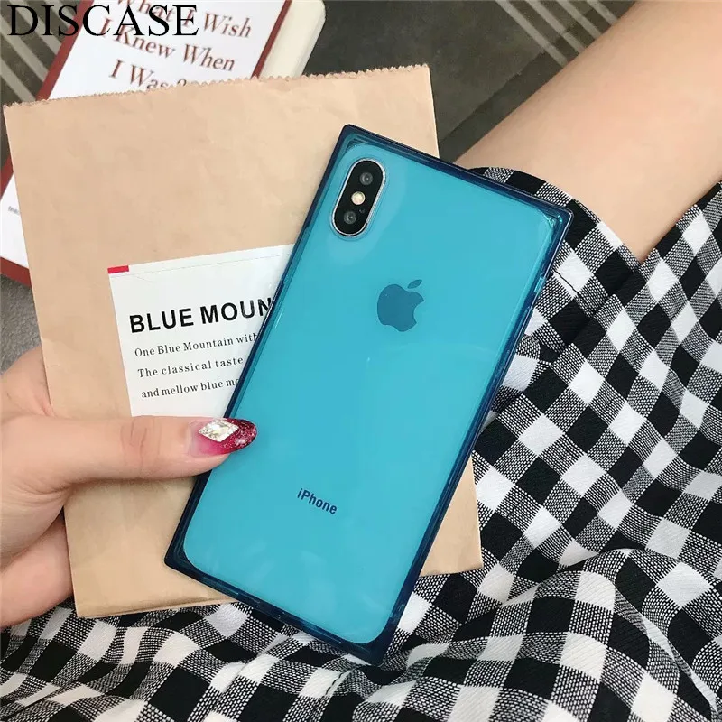 Чехол DIS модный квадратный мягкий чехол для телефона из ТПУ iphone 8 7 6 6s plus X XR XS MAX