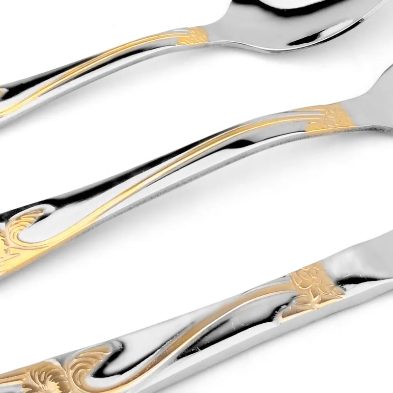 KMYC столовая посуда 16 комплект столовых приборов позолоченный зеркальный